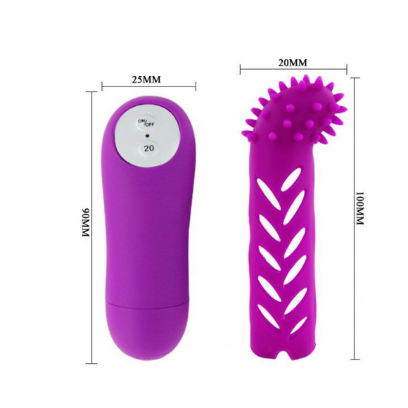 Лиловый вибратор MAGIC X20 с насадкой  и пультом ДУ - 10 см.