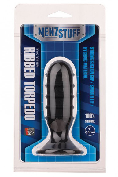 Чёрная силиконовая ребристая пробка MENZSTUFF RIBBED TORPEDO PLUG - 10 см. Чёрная силиконовая ребристая пробка MENZSTUFF RIBBED TORPEDO PLUG - 10 см.