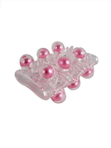 Прозрачная сквозная насадка на пенис с цветными шариками Прозрачная сквозная насадка на пенис с цветными шариками