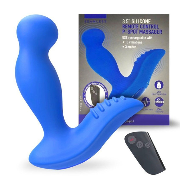 Синий вибромассажер простаты 3,5’’ Remote Control P-spot Massager - 12,5 см. Синий вибромассажер простаты 3,5’’ Remote Control P-spot Massager - 12,5 см.