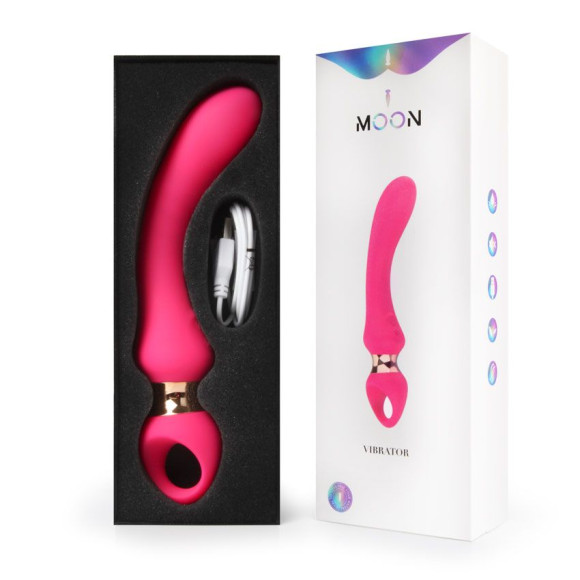 Розовый изогнутый вибромассажер Moon Vibrator - 21,1 см. Розовый изогнутый вибромассажер Moon Vibrator - 21,1 см.