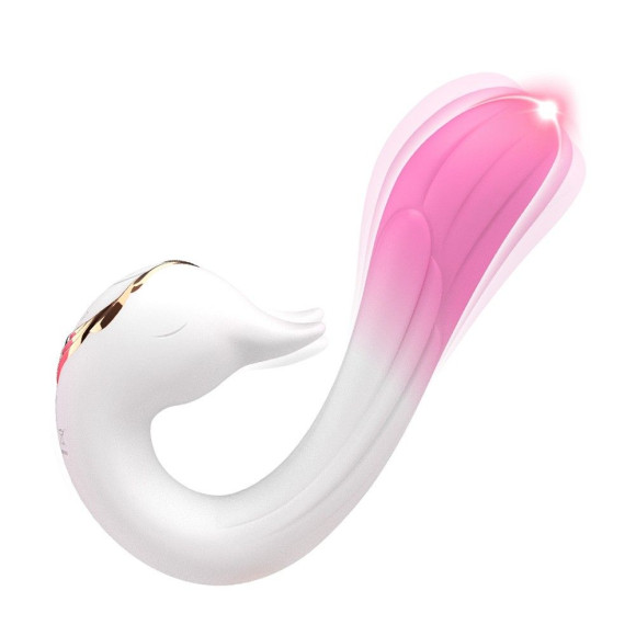 Бело-розовый вибромассажер-уточка - 16,2 см. Бело-розовый вибромассажер-уточка - 16,2 см.