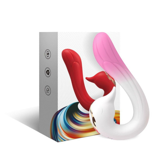 Бело-розовый вибромассажер-уточка - 16,2 см. Бело-розовый вибромассажер-уточка - 16,2 см.