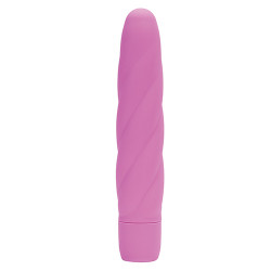 Розовый вибратор со спиралевидным рельефом TWIRLY VIBE SILICONE - 19 см.