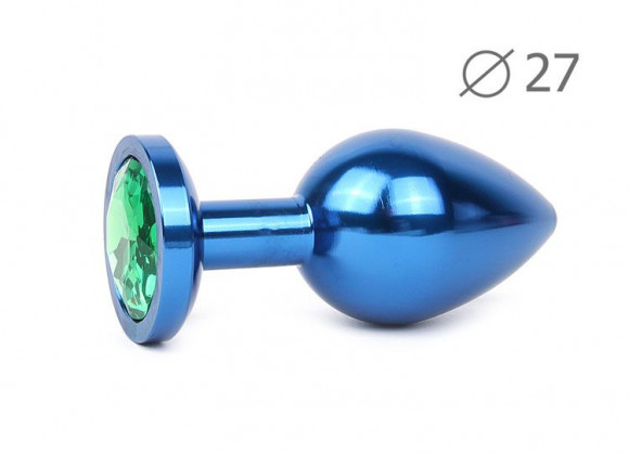 Коническая синяя анальная втулка с зеленым кристаллом - 7 см. Коническая синяя анальная втулка с зеленым кристаллом - 7 см.