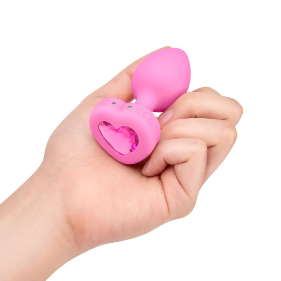 Розовый анальный плаг с кристаллом-сердцем Vibrating Heart Shape Jewel Plug S-M Розовый анальный плаг с кристаллом-сердцем Vibrating Heart Shape Jewel Plug S-M