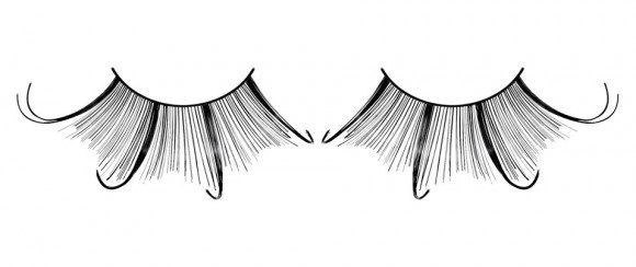 Черные ресницы-перья с изгибом