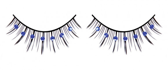 Чёрно-синие ресницы со стразиками