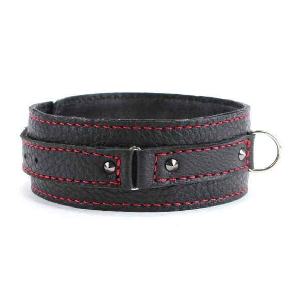 Черный ошейник увеличенного размера с шипами Черный ошейник увеличенного размера с шипами