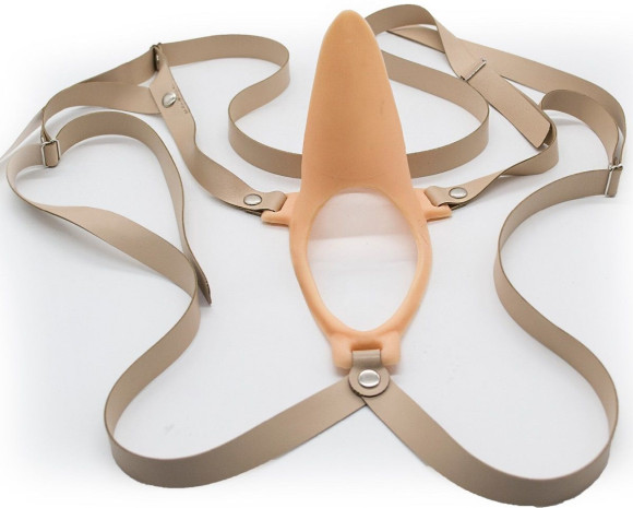 Телесный эректор-ложечка с фиксацией на ремешках MEN STYLE Телесный эректор-ложечка с фиксацией на ремешках MEN STYLE