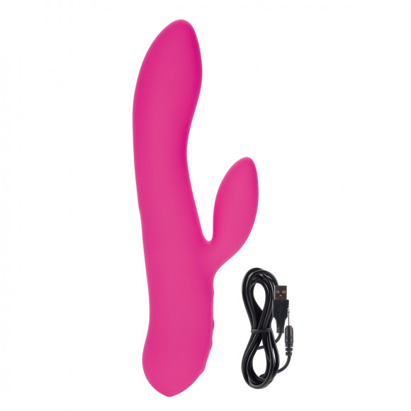 Розовый перезаряжаемый хай-тек вибромассажер L19 - 22 см.