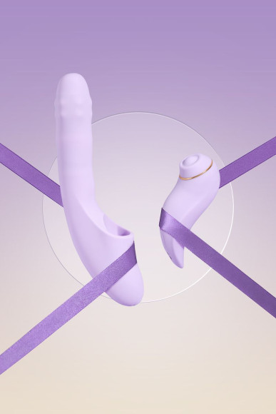 Сиреневый вибромассажер со съёмным клиторальным пульсатором DuoGlow Сиреневый вибромассажер со съёмным клиторальным пульсатором DuoGlow