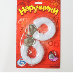 Металлические наручники с белой плюшевой отделкой Металлические наручники с белой плюшевой отделкой