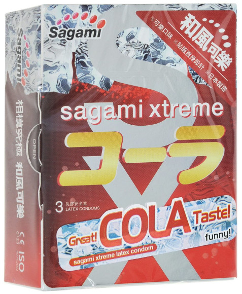 Ароматизированные презервативы Sagami Xtreme Cola - 3 шт. Ароматизированные презервативы Sagami Xtreme Cola - 3 шт.