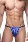 Синие пикантные трусы из блестящей ткани Синие пикантные трусы из блестящей ткани