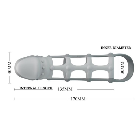 Серая силиконовая насадка на пенис с рельефом и подхватом - 17 см. Серая силиконовая насадка на пенис с рельефом и подхватом - 17 см.