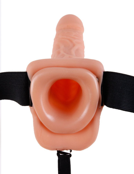 Телесный полый страпон с вибрацией Vibrating Hollow Strap-On with Balls - 24 см. Телесный полый страпон с вибрацией Vibrating Hollow Strap-On with Balls - 24 см.