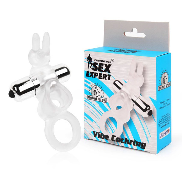 Прозрачное эрекционное виброкольцо с усиками Прозрачное эрекционное виброкольцо с усиками