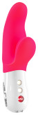 Ярко-розовый вибратор с клиторальным отростком MiSS Bi - 17 см. Ярко-розовый вибратор с клиторальным отростком MiSS Bi - 17 см.