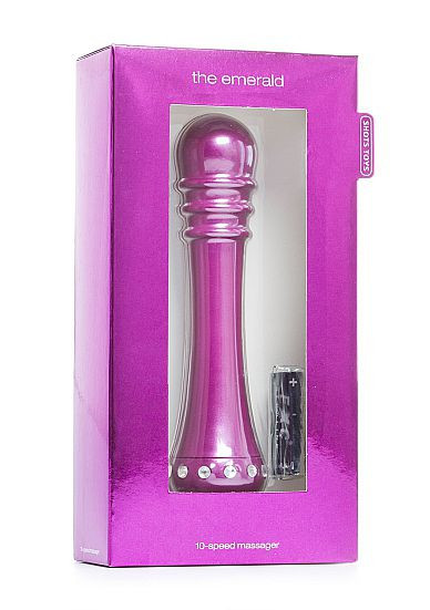 Вибратор с ребристой головкой The Emerald Purple - 16,3 см.