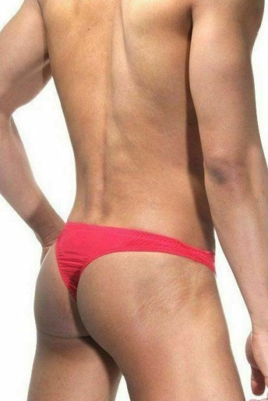 Мужские красные трусы-тонги на застежке Мужские красные трусы-тонги на застежке