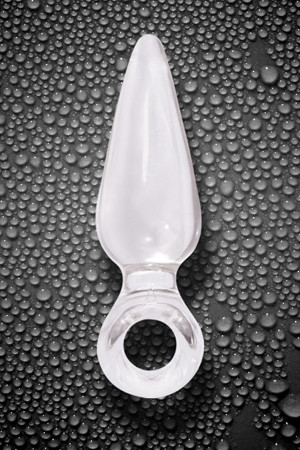 Большая прозрачная анальная пробка JOLIE с кольцом