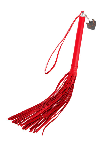 Красная кожаная плеть с петлёй - 50 см. Красная кожаная плеть с петлёй - 50 см.