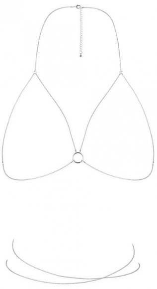 Серебристая упряжь-цепочка Magnifique Bra Chain