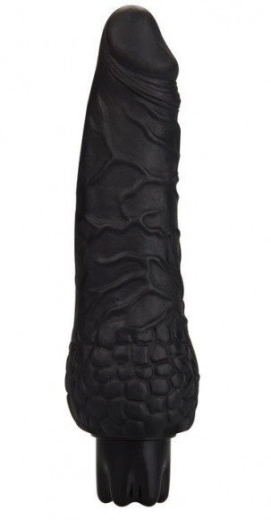 Чёрный вибратор-реалистик Realistic Skin Vibrator Small - 16,3 см.