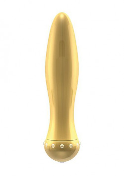 Вибратор-торпеда с кристалликами The Gem Gold - 16,6 см.