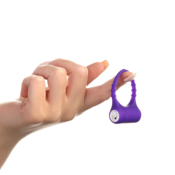 Фиолетовое эрекционное виброкольцо с пупырышками Фиолетовое эрекционное виброкольцо с пупырышками