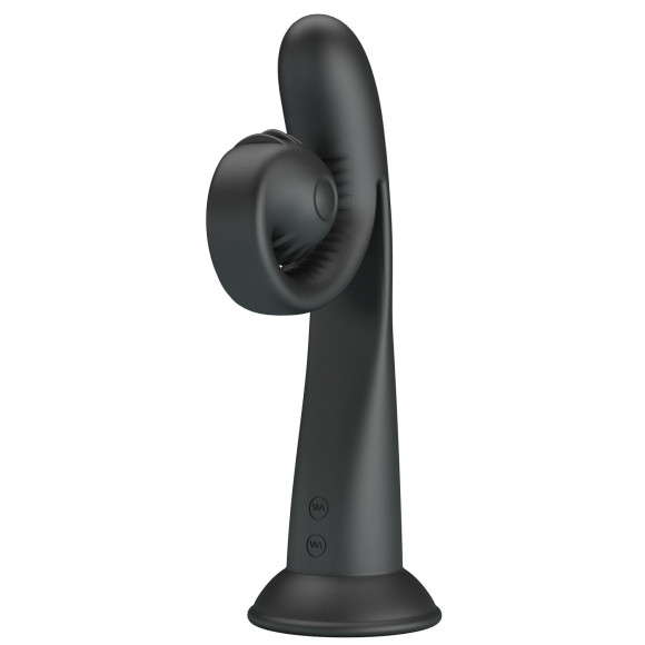 Черный вибратор на присоске с закрученным клиторальным отростком - 20 см. Черный вибратор на присоске с закрученным клиторальным отростком - 20 см.