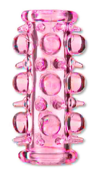 Розовая насадка на пенис с шипами и шишечками