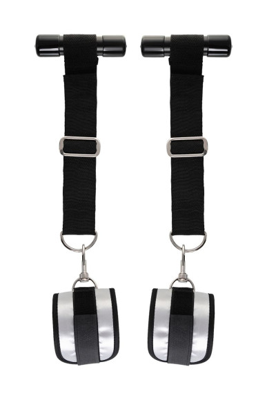 Черно-серебристые фиксаторы для рук на дверь Anonymo Черно-серебристые фиксаторы для рук на дверь Anonymo