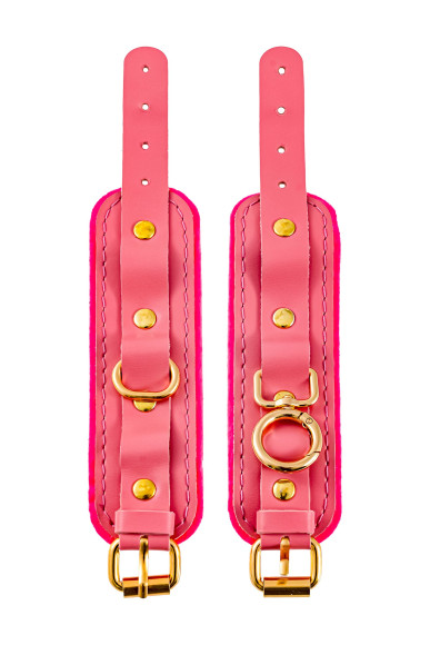 Розовые двуслойные кожаные оковы Розовые двуслойные кожаные оковы