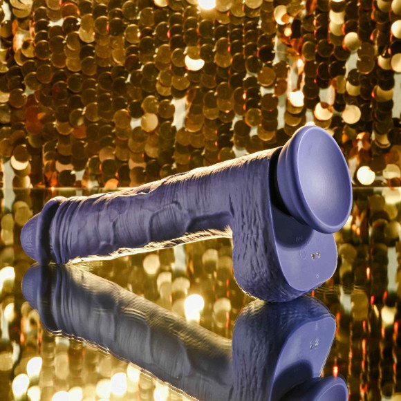 Фиолетовый вибратор на присоске с поступательными движениями Pleasure Rider - 22,2 см.