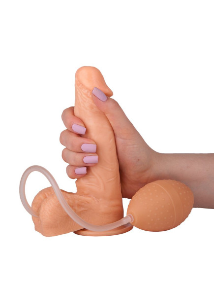 Фаллоимитатор-реалистик с грушей для имитации эякуляции - 16,5 см. Фаллоимитатор-реалистик с грушей для имитации эякуляции - 16,5 см.
