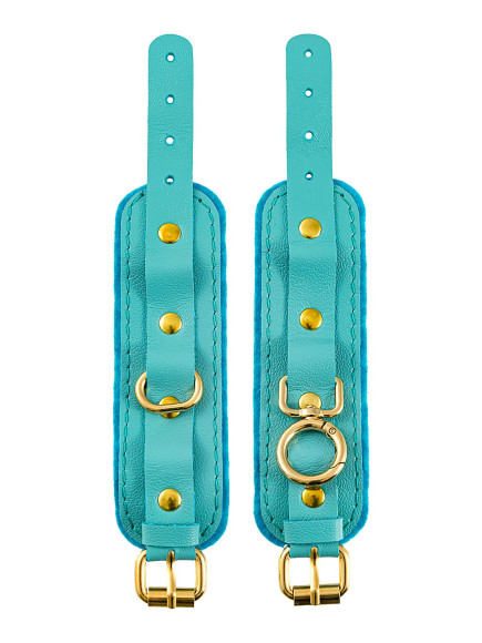 Голубые двуслойные кожаные наручники-браслеты Голубые двуслойные кожаные наручники-браслеты