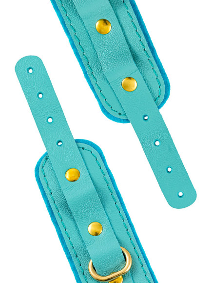 Голубые двуслойные кожаные наручники-браслеты Голубые двуслойные кожаные наручники-браслеты