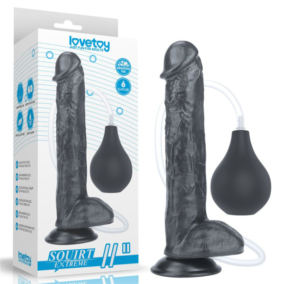 Черный фаллоимитатор-гигант с грушей 11 Squirt Extreme Dildo - 27,5 см. Черный фаллоимитатор-гигант с грушей 11 Squirt Extreme Dildo - 27,5 см.