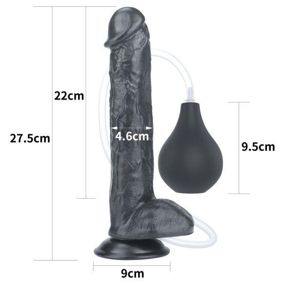 Черный фаллоимитатор-гигант с грушей 11 Squirt Extreme Dildo - 27,5 см. Черный фаллоимитатор-гигант с грушей 11 Squirt Extreme Dildo - 27,5 см.