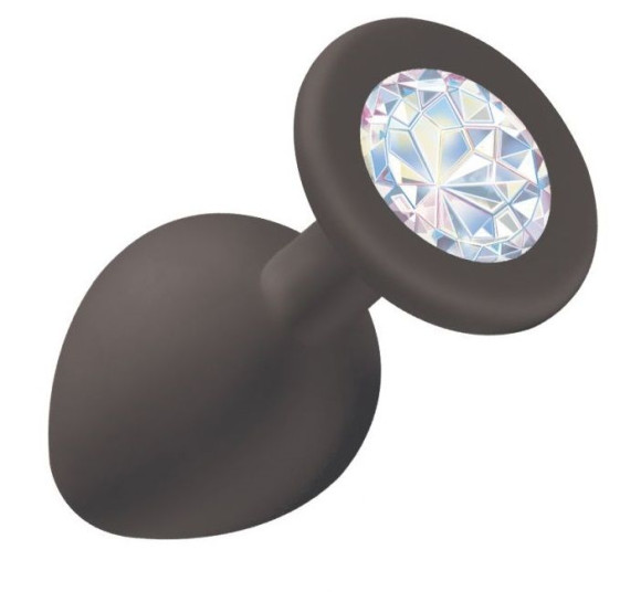 Чёрная анальная пробка Emotions Cutie Medium с прозрачным кристаллом - 8,5 см. Чёрная анальная пробка Emotions Cutie Medium с прозрачным кристаллом - 8,5 см.