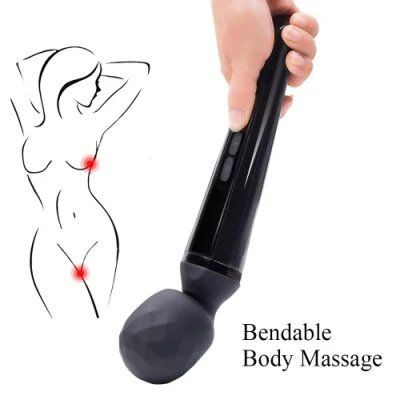 Черный жезловый вибратор Wand AV Massager - 31 см.