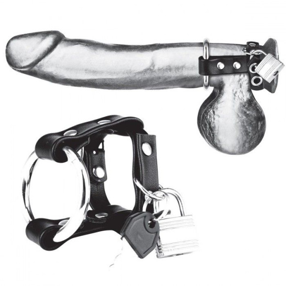 Металлическое кольцо на пенис на ремешке с замочком Металлическое кольцо на пенис на ремешке с замочком