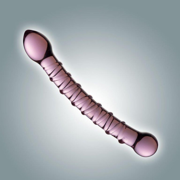 Розовый двусторонний фаллоимитатор из стекла - 18,5 см. Розовый двусторонний фаллоимитатор из стекла - 18,5 см.