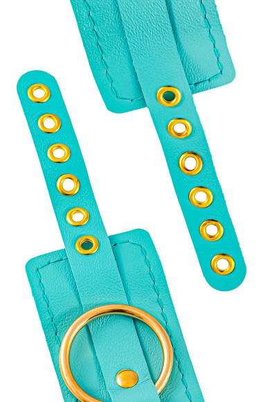 Голубые однослойные кожаные наручники Голубые однослойные кожаные наручники