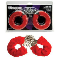 Меховые красные наручники VARIATIONS