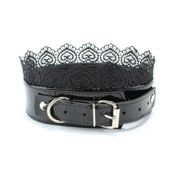 Изящный чёрный ошейник с кружевом Изящный чёрный ошейник с кружевом