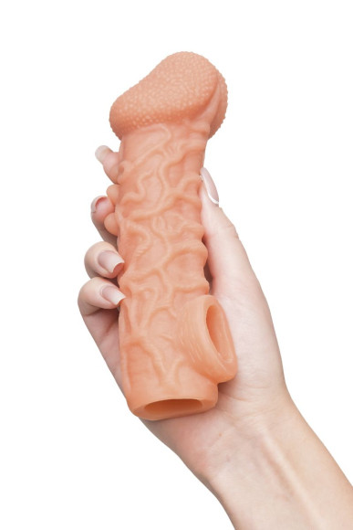 Телесная закрытая насадка с шершавой головкой Cock Sleeve 007 Size L - 17,6 см. Телесная закрытая насадка с шершавой головкой Cock Sleeve 007 Size L - 17,6 см.