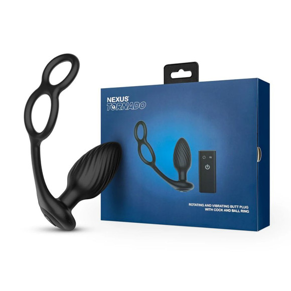 Черная анальная вибровтулка Tornado with Cock & Ball Rings с эрекционными кольцами Черная анальная вибровтулка Tornado with Cock & Ball Rings с эрекционными кольцами